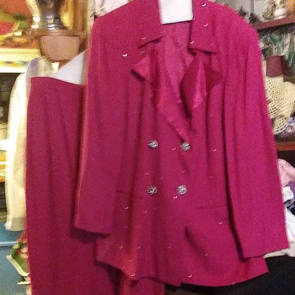 COPY - 16W Karen Stuart 2 pc Pink lined Skirt Set